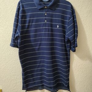 Polo Golf Ralph Lauren Pin Striped Polo Shirt Men's M Navy/White Excellent